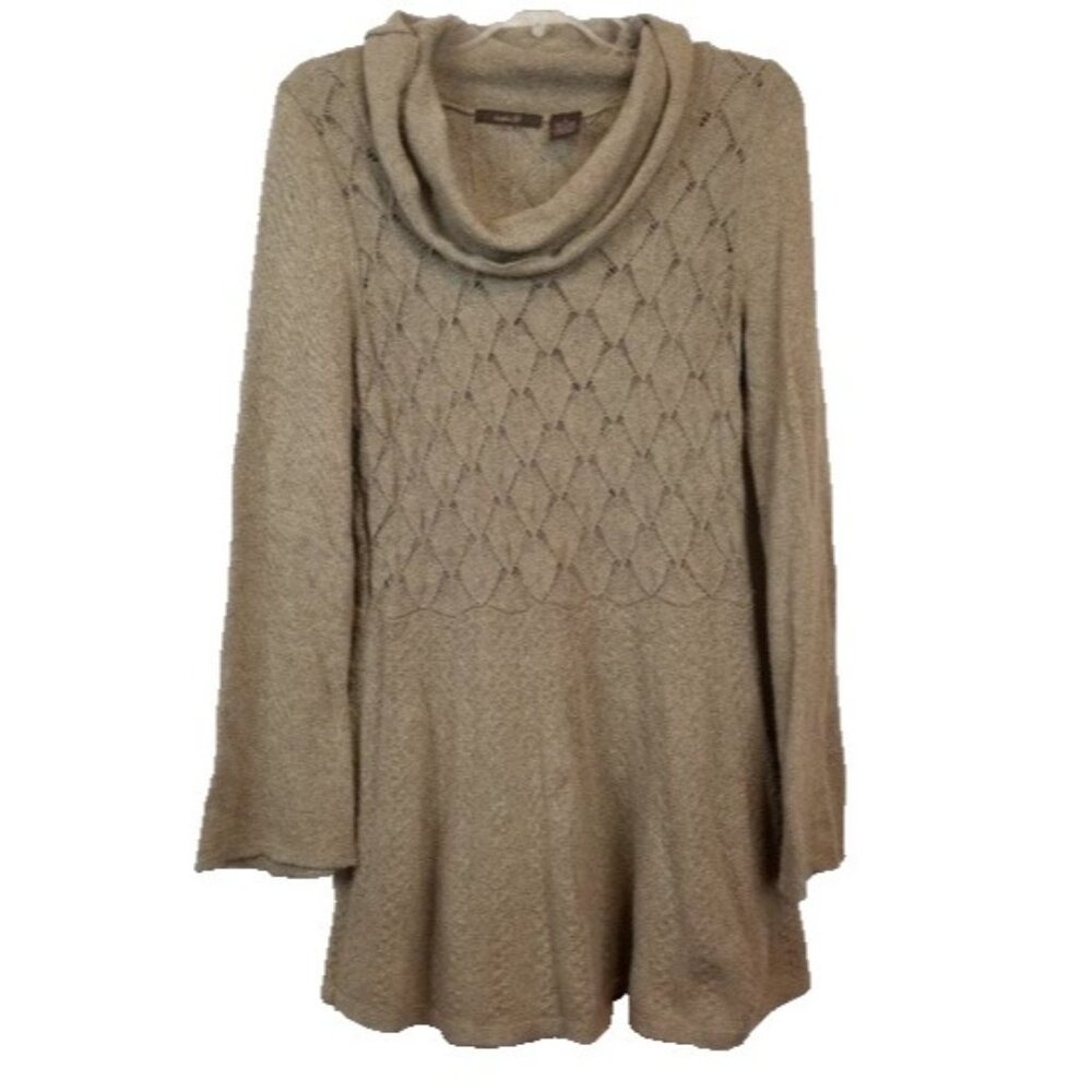 Heather B. BOHO Sweater Womens Medium Brown Bell Sleeve Cowl Neck‎ Pullover
